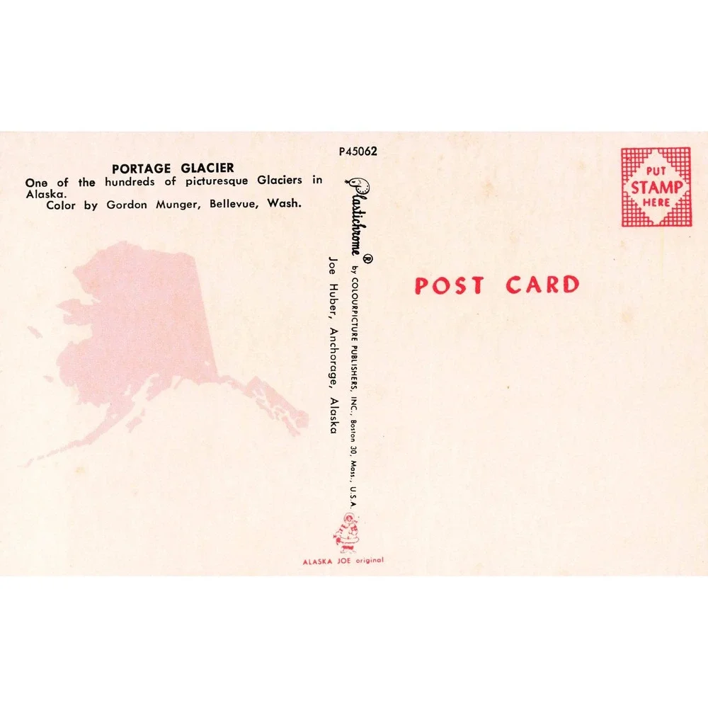 Portage Glacier Alaska Chrome Postcard Plastichrome Gordon Munger P45062 - Picture 2 of 2